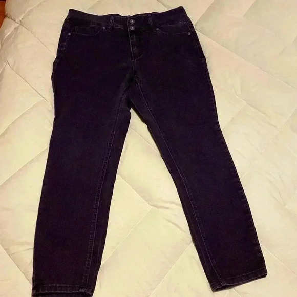 Ellen Tracy Denim - Ellen Tracy Cora Black Stretch Skinny Jeans in Plus Size 14W.